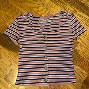 Red blue stripe t-shirt
